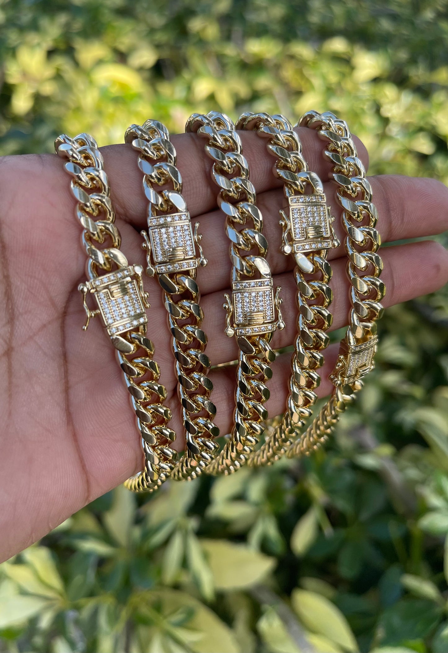 Happy Anniversary Cuban Rhinestone Bracelets 5pcs