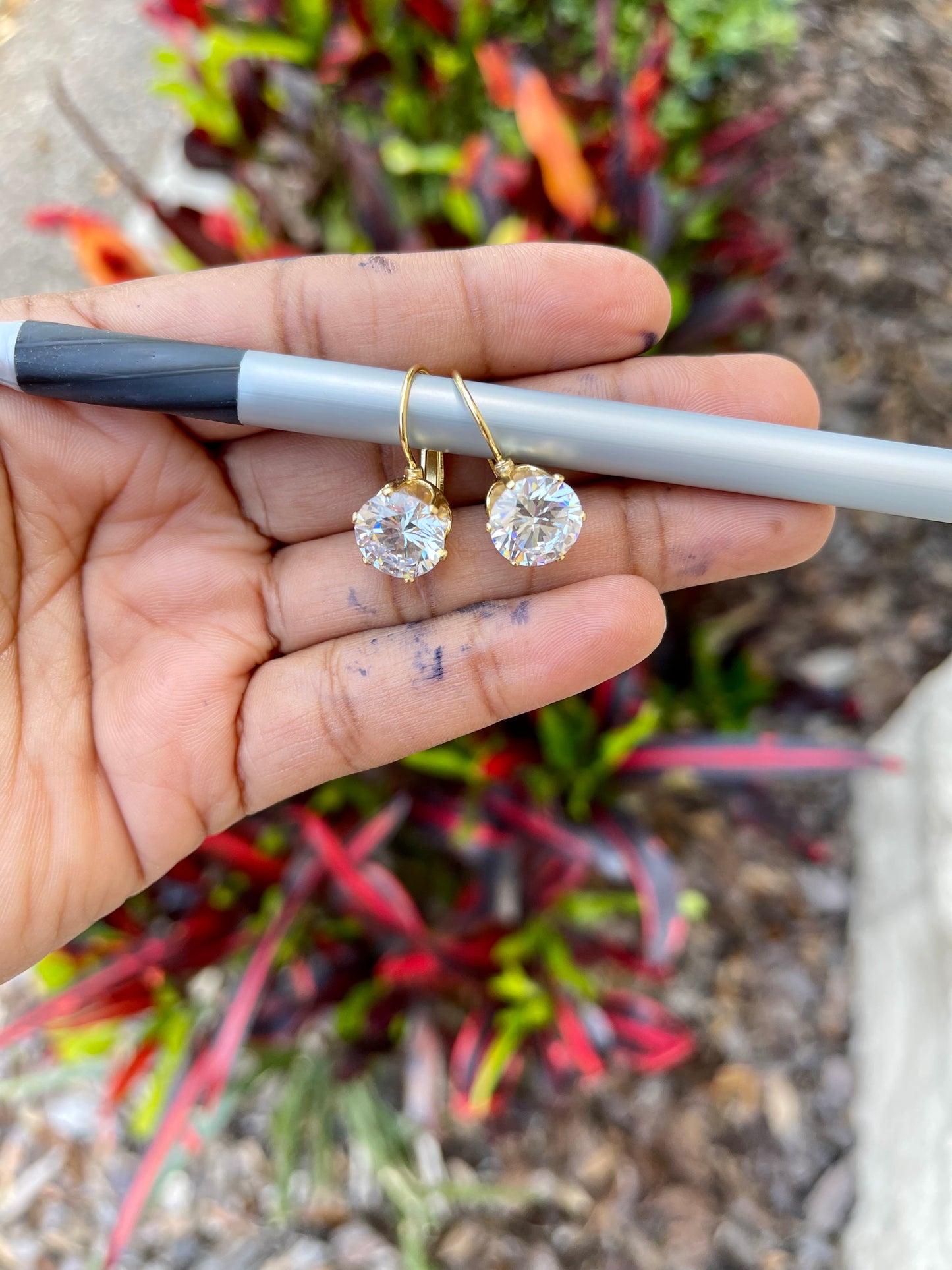 CZ Heart Oprah Earrings
