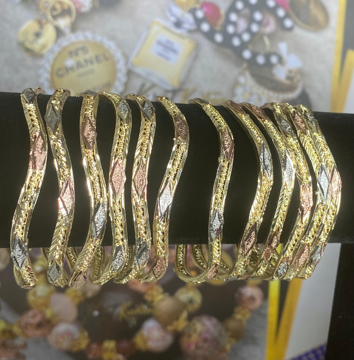 Copper TriTone Bangles Size 5”