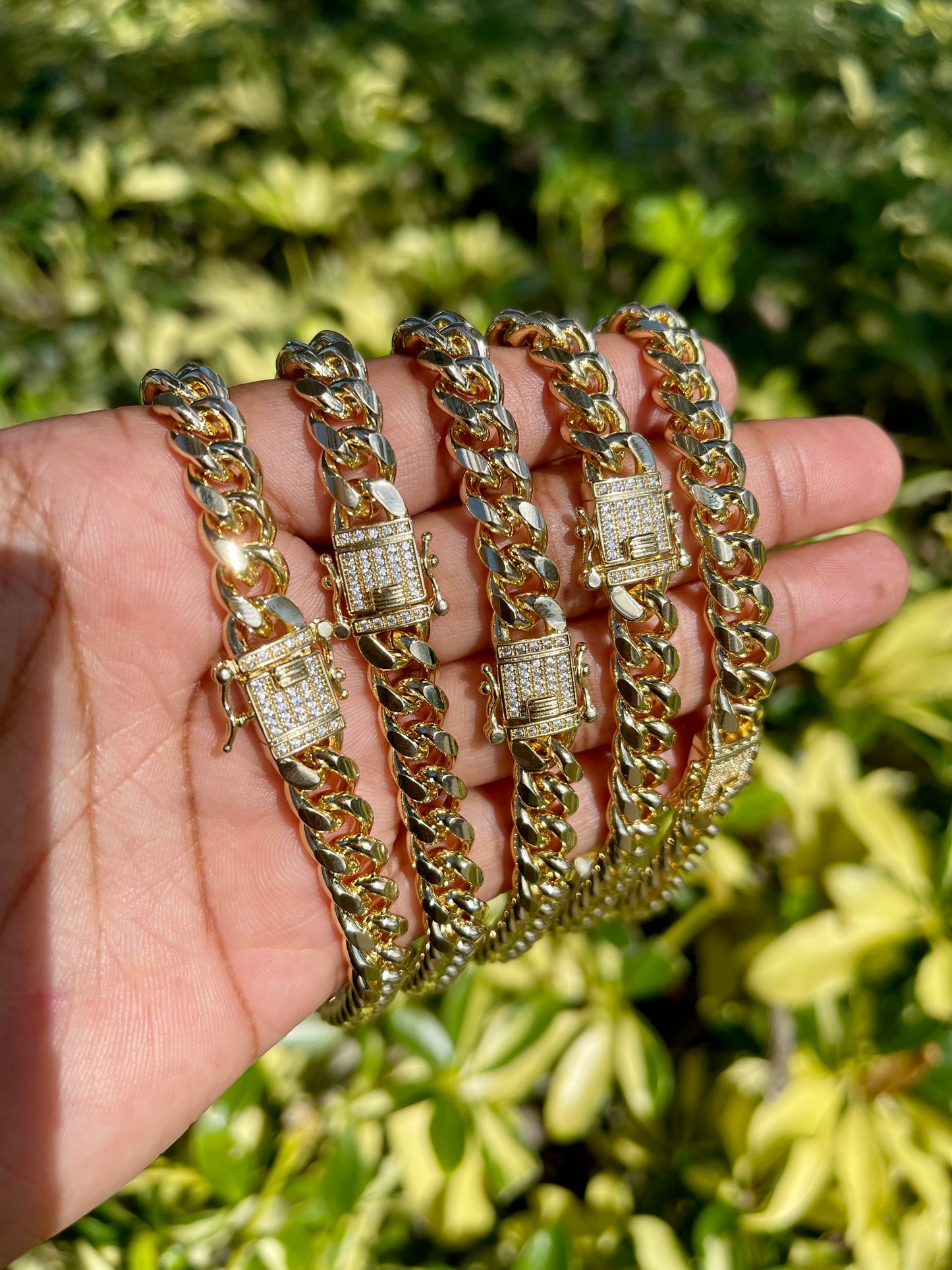 Happy Anniversary Cuban Rhinestone Bracelets 5pcs