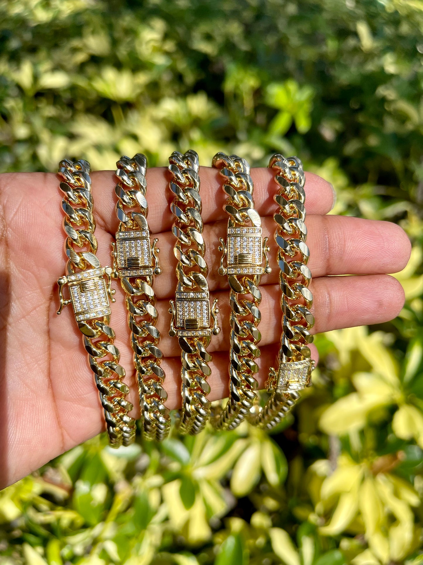 Happy Anniversary Cuban Rhinestone Bracelets 5pcs