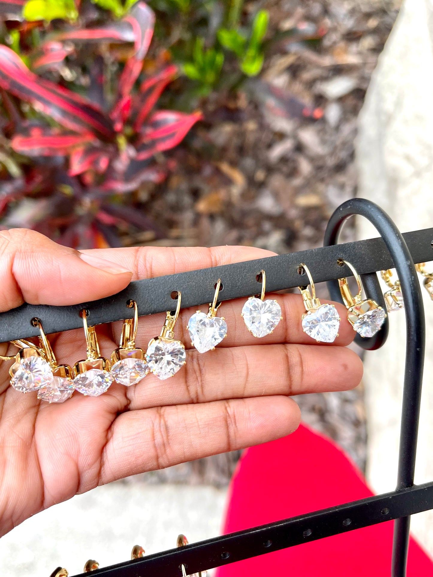 CZ Heart Oprah Earrings