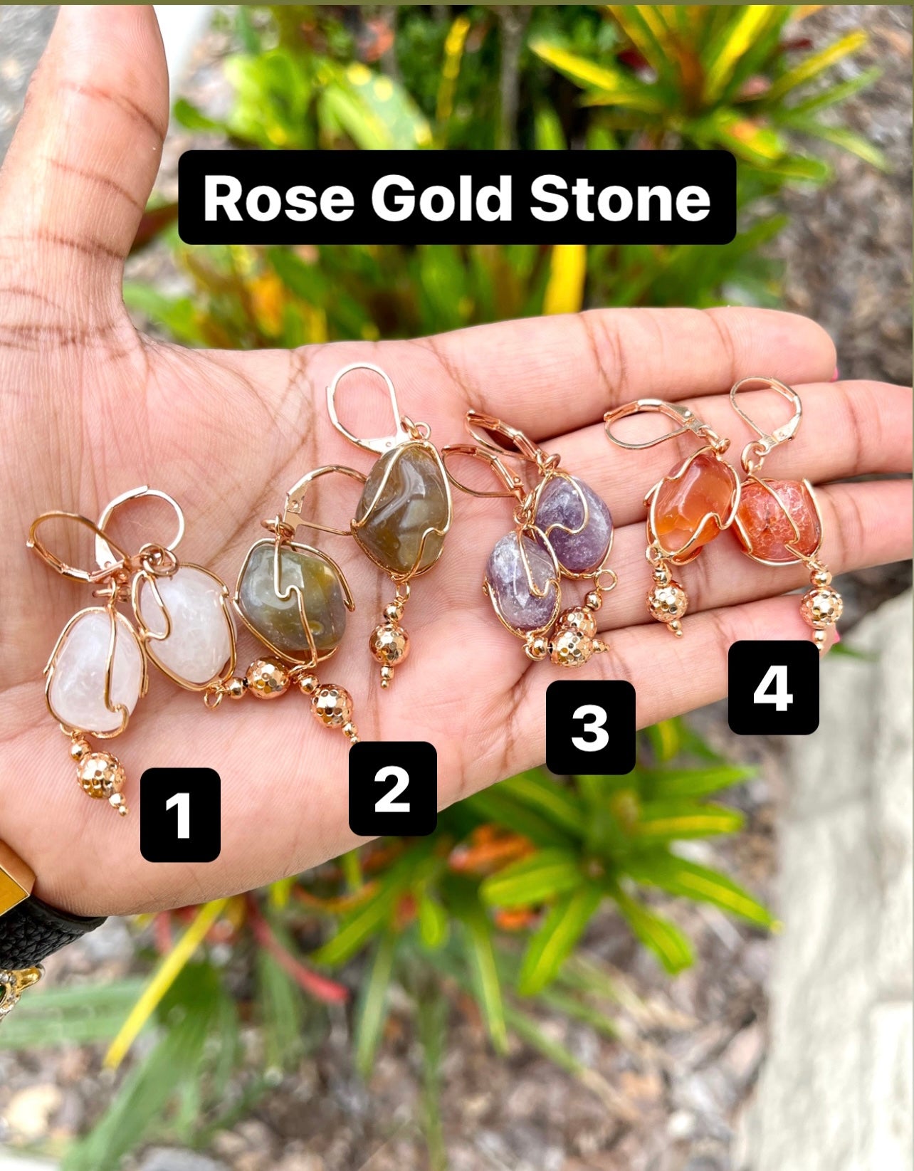 Stone Earrings Rose Gold
